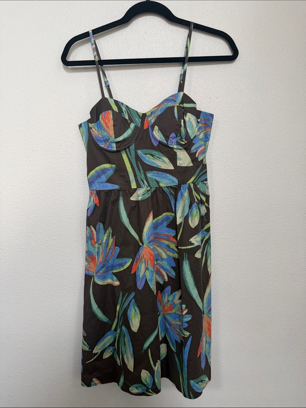 LC Lauren Conrad Corset Dress Underwire Tropical Floral Print Romantic braless